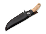 Boker Magnum Elk Hunter Brown Wood 440 Fixed Blade Knife w/ Belt Sheath 02GL683