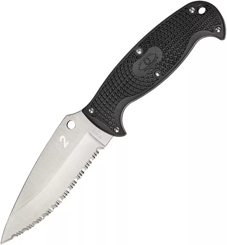 Spyderco Jumpmaster 2 Black H2 Steel Fixed Serrated Blade Knife