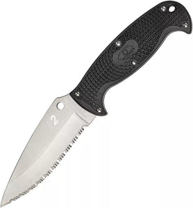 Spyderco Jumpmaster 2 Black H2 Steel Fixed Serrated Blade Knife FB24SBK2