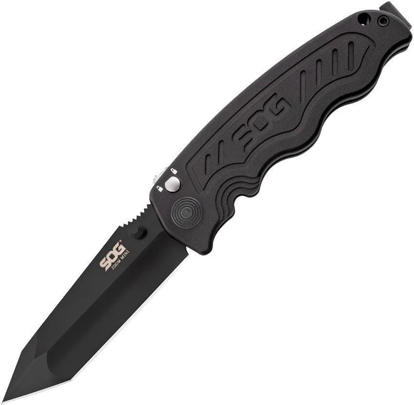 SOG Zoom Mini A/O Folding Black Tanto TiNi Blade Aluminum Handle Knife