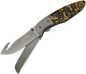 Browning Hunt N Gut Mossy Oak Camo Handle Linerlock Folding Blades Knife