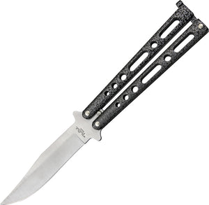 Benchmark 9" Black and Silver handle butterfly knife