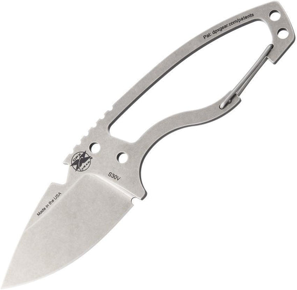DPx Gear HEAT Hiker Stonewash Fixed Blade Carabiner Clip Handle Knife w/ Sheath 