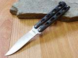 Benchmark 7.5" Black and Silver Butterfly knife Flipping - 008
