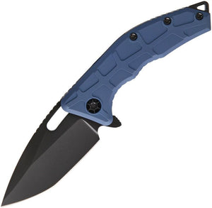 Heretic Knives Martyr Linerlock Blue Handle Black Stainless Folding Knife