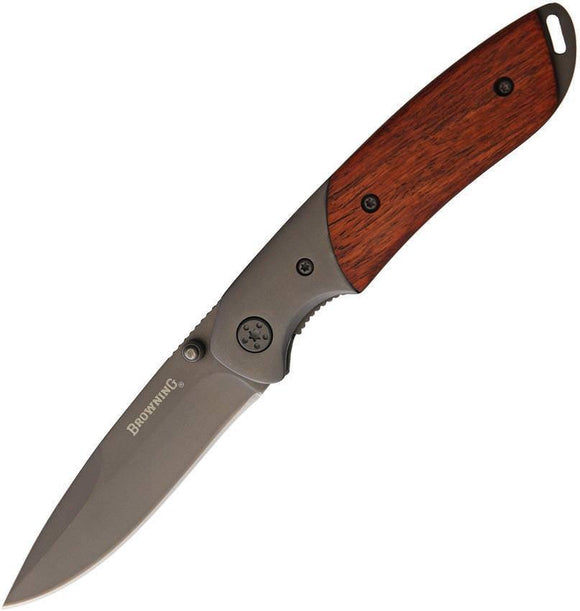 Browning Linerlock Titanium Coated Folding Blade Cocobolo Wood Handle Knife