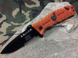 8" Master Pocket Knife Assisted Open Orange Rescue Skull Medallion - A010OR