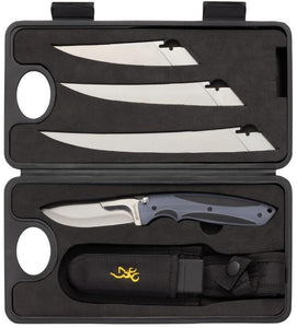 Browning Speed Load 7.5" Fixed Blade Knife with 6 Replaceable Blades Skinner & Case