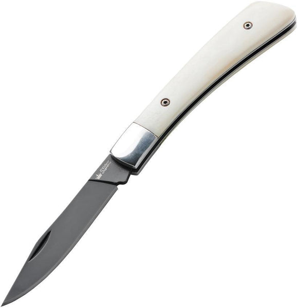 Kizlyar Gent Folder White Bone Black TiNi AUS-8 Stainless Folding Knife