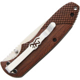 Browning Rosewood Handle Linerlock Stainless Drop Pt Blade Folding Knife