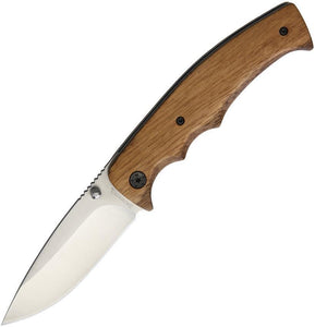 Browning Linerlock Zebra Wood Handle Folding Stainless Drop Pt Blade Knife