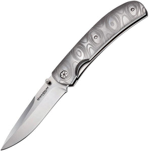 Boker Magnum Festive Linerlock Drop Pt Blade Gray Finish Folding Knife