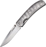 Boker Magnum Festive Linerlock Drop Pt Blade Gray Finish Folding Knife