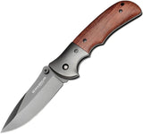 Boker Magnum Co Operator Linerlock Wood Handle Gray Folding Blade Knife