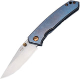 Boker Plus Canoe Pocket Knife Framelock Blue Titanium Folding CPM-S35VN P01BO494