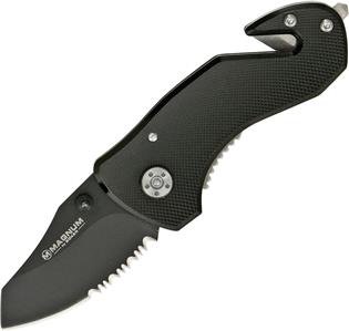Boker Magnum Compact Rescue Linerlock Serrated Black Folding Knife