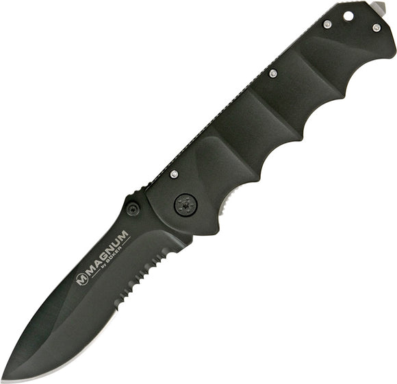 Boker Magnum Stealth Tactical Spear Pt Serrated Linerlock Folding Pocket Knife
