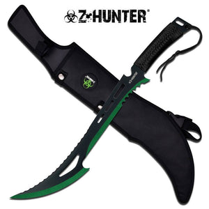 Z Hunter Zombie 24" Machete Black Green 2-Tone - 020BG