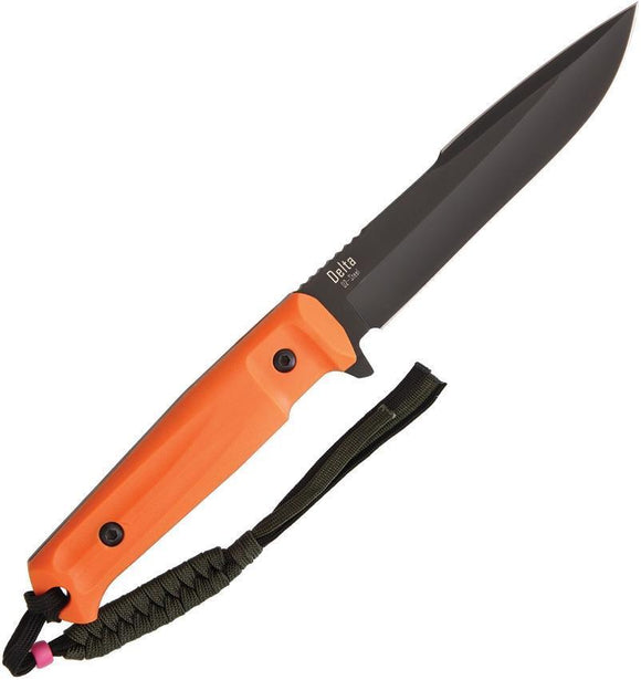 Kizlyar Delta Titanium D2 Tool Steel Orange Handle Fixed Knife w/ Sheath