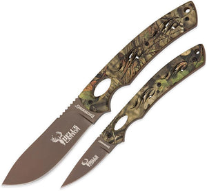 Browning Hells Canyon Fixed Drop Pt Blade Camo Handle 2 Knife Combo Set