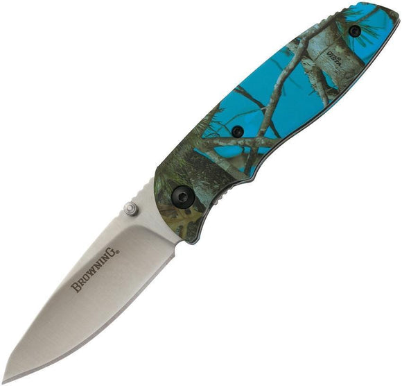 Browning Every Day Carry Blue Vista Camo Aluminum Folding Drop Blade Knife