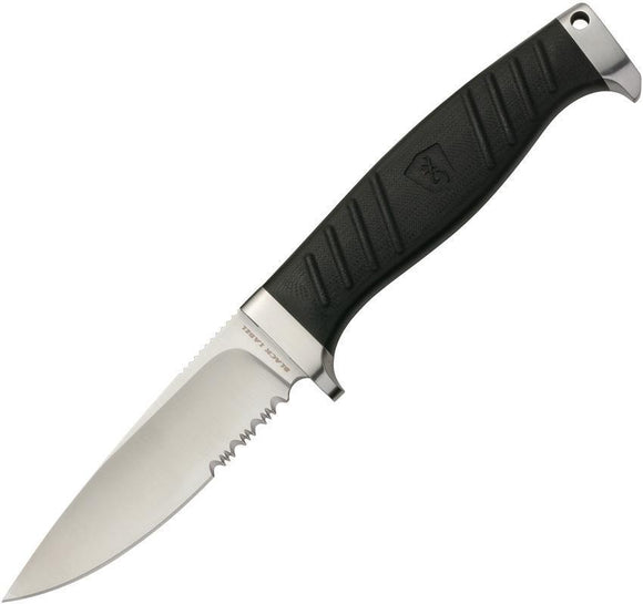 Browning Bush Craft Ignite Black G10 Handle Fixed Serrated Drop Blade Knife