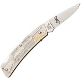 Browning BAR Folder Gold Hunting Sculpted Stainless Drop Pt Folding Knife 0275