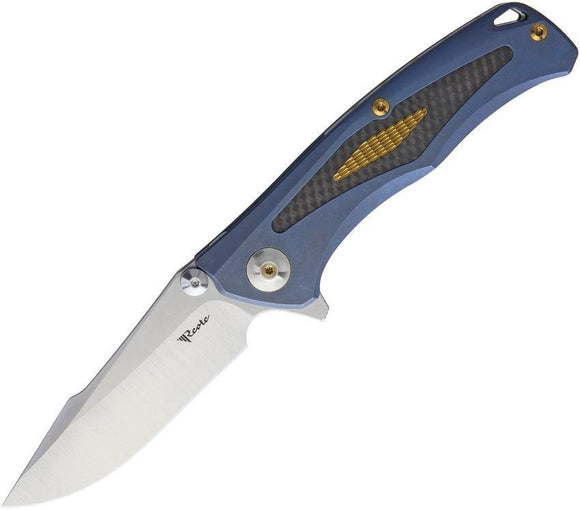 Reate Knives New Torrent Blue Stonewash Framelock RWL-34 Folding Knife