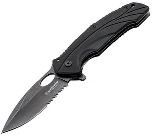 Boker Magnum Ellipse Linerlock Half Serrated Blade Black Folding Knife