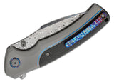 We Knife Ziffius Button Lock LTD Titanium & CF Folding Damasteel Knife 22024ADS1