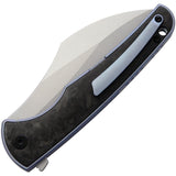 VDK Knives Vice Framelock Blue Titanium/Carbon Fiber Folding M390 Knife 032