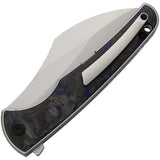 VDK Knives Vice Framelock Gray Titanium/Blue Carbon Fiber Folding M390 Knife 037