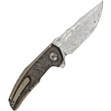 Reate Knives Jack Linerlock Damasteel Bronze Titanium Folding Knife REA038