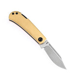 Kansept Knives Wedge Lockback Brass Folding Damascus Pocket Knife 2026BB1  -On Sale