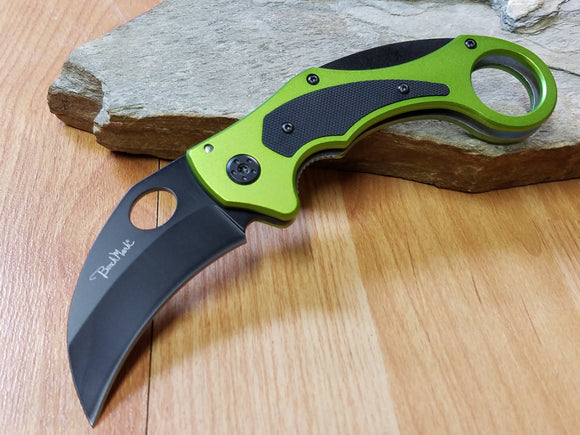 Benchmark Knives Venom Karambit Green Folding Pocket Knife - 043