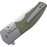 Reate Knives Crossroads Framelock Titanium + Green G10 M390 Flipper Folding Knife 049