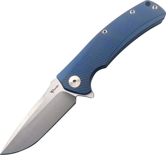 Reate Knives Mini Horizion Framelock Folding Blade Blue Titanium Handle Knife