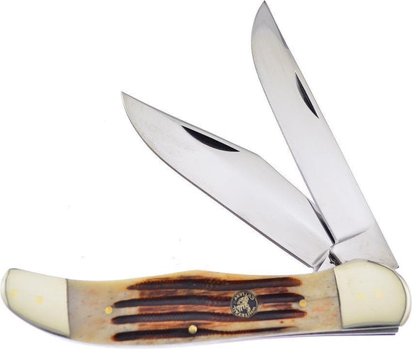 Frost Folding Hunter Second Cut Bone Whitetail Stainless Folding Knife