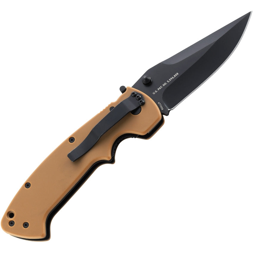 CRKT Crawford Kasper Linerlock Desert Brown Black Blade Plain Edge