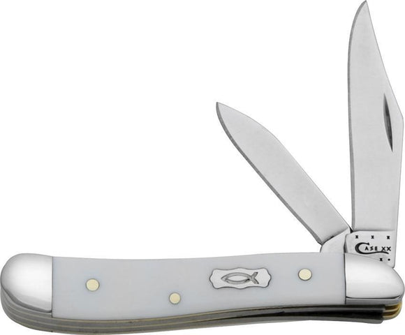 Case Cutlery Ichthus Peanut Clip & Pen Blades White Folding Pocket Knife