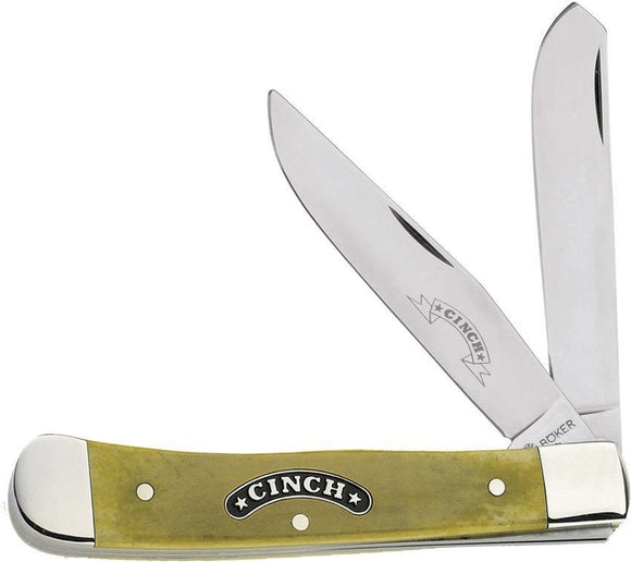 Boker Cinch Trapper Stainless Folding Blades Yellow Bone Handle Knife