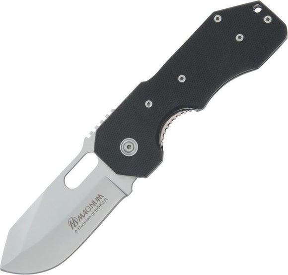 Boker Magnum Stainless Blade Black Linerlock G-10 Handle Folding Knife