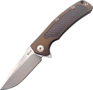 Reate Knives Mini Horizion Framelock Bronze Titanium Handle Folding Knife