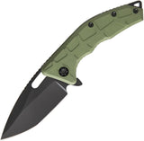 Heretic Knives Martyr Linerlock Green Handle Stainless Black Folding Knife