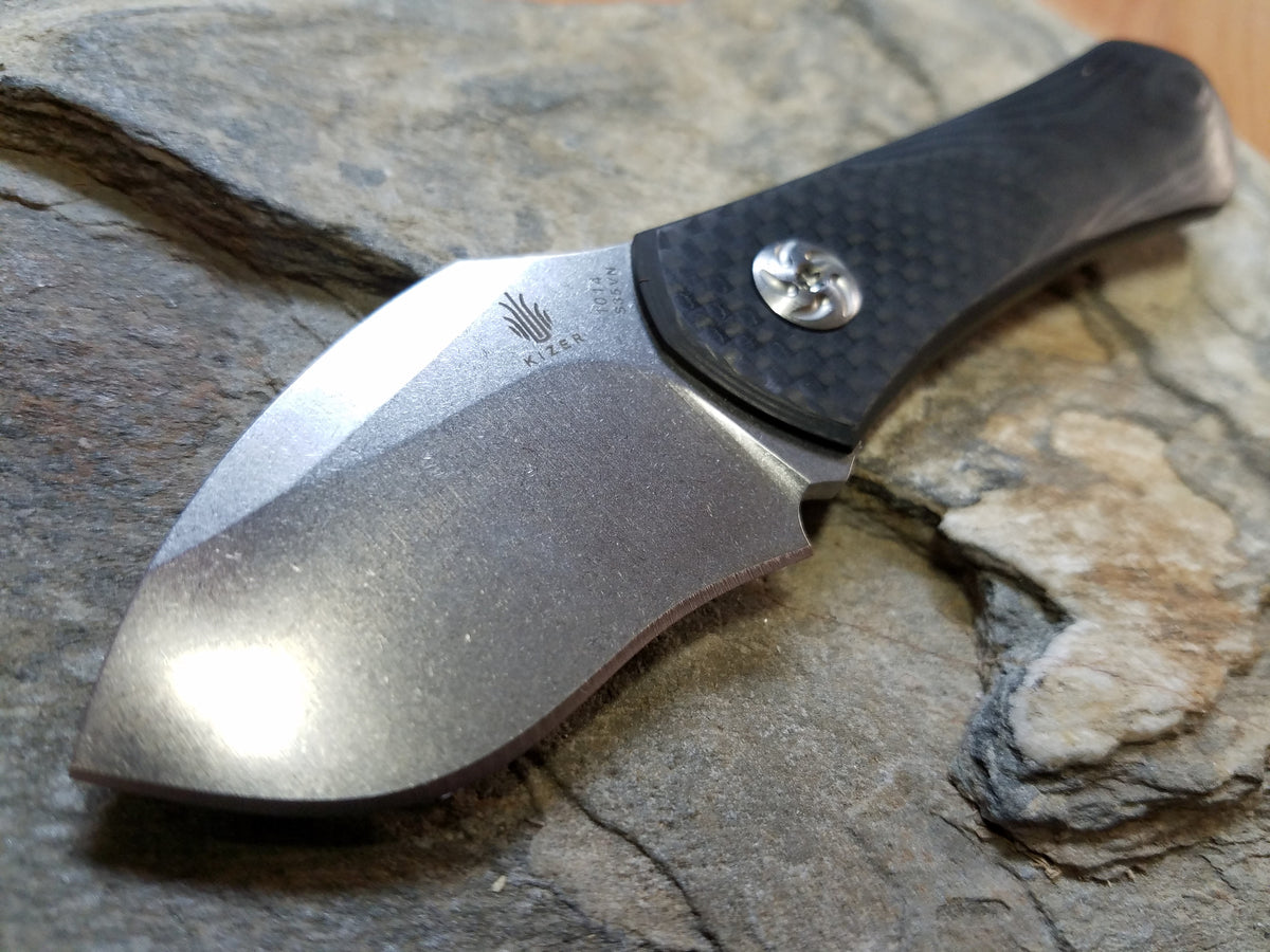 Kizer Thumbper Long Carbon Fiber Neck Knife 1014 Atlantic Knife Company