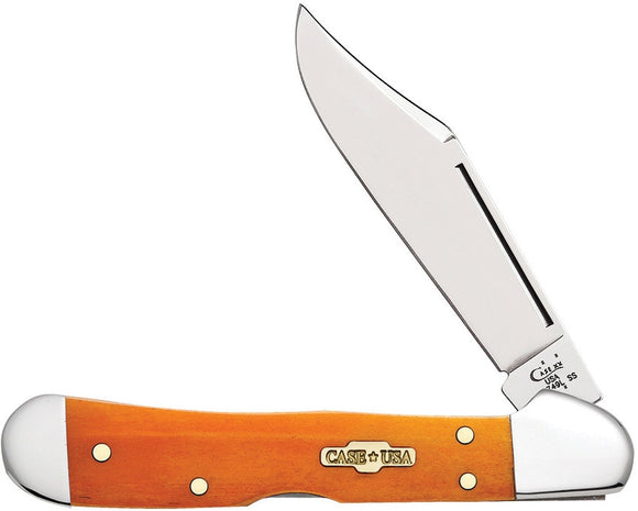 CASE XX Smooth Persimmon Orange Bone Mini Copperlock Folding Pocket Knife