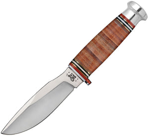 CASE XX Brown Stacked Leather Drop Point Fixed Blade Hunter Knife