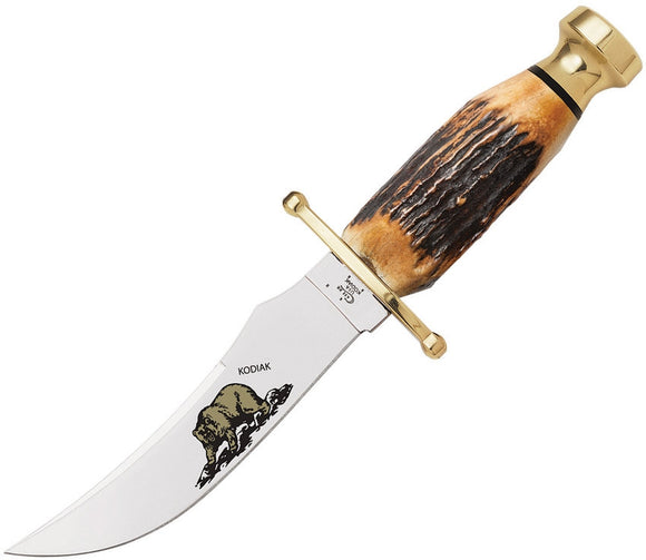 Case XX Cutlery Kodiak Hunter Genuine Burnt Stag Handle Fixed Blade Knife 10360
