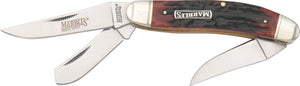 Marbles Sowbelly Stag Bone Handle Stainless Folding Knife w/ Pouch