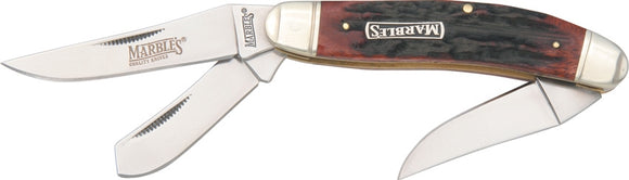 Marbles Sowbelly Stag Bone Handle Stainless Folding Knife w/ Pouch